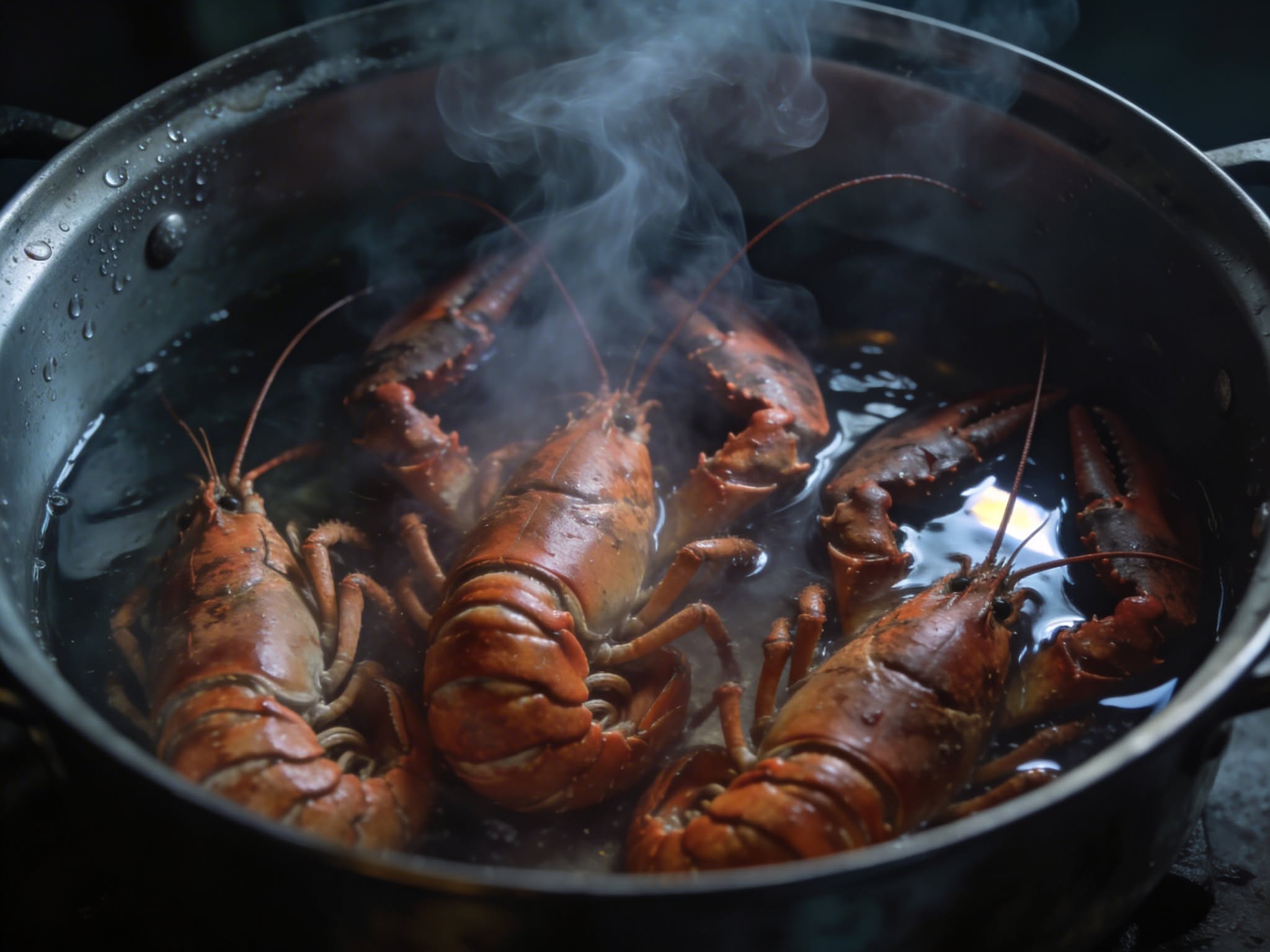 Lobster being boiled alive